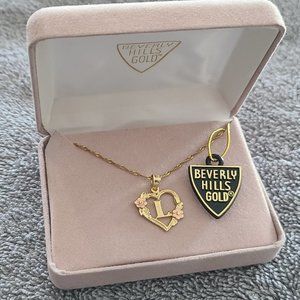 "L" initial 14k gold necklace Beverly Hills Gold- NEW- never worn